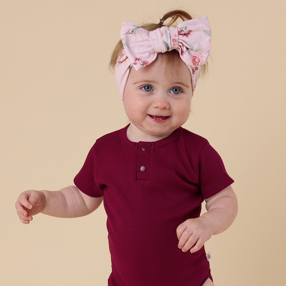 Raspberry Short Sleeve Organic Bodysuit - View 14