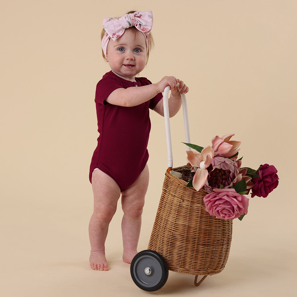 Raspberry Short Sleeve Organic Bodysuit - View 5