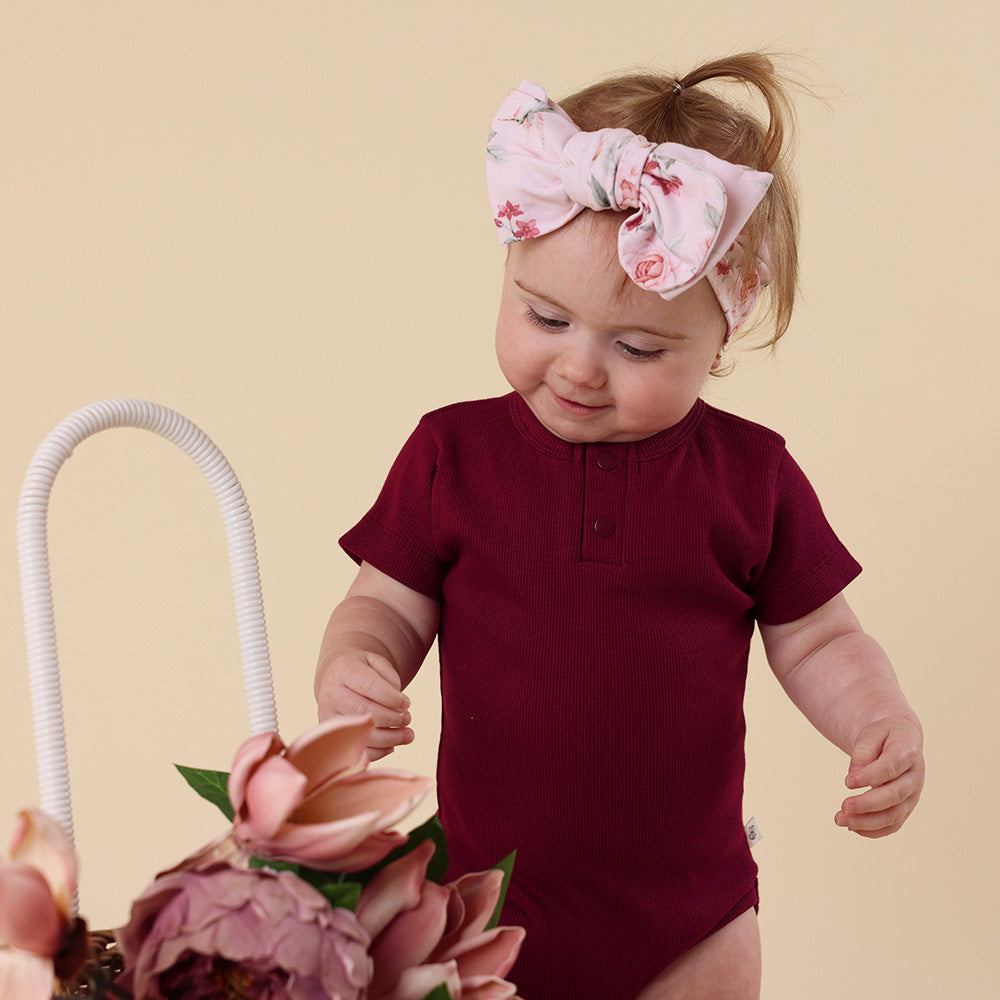 Raspberry Short Sleeve Organic Bodysuit - View 10