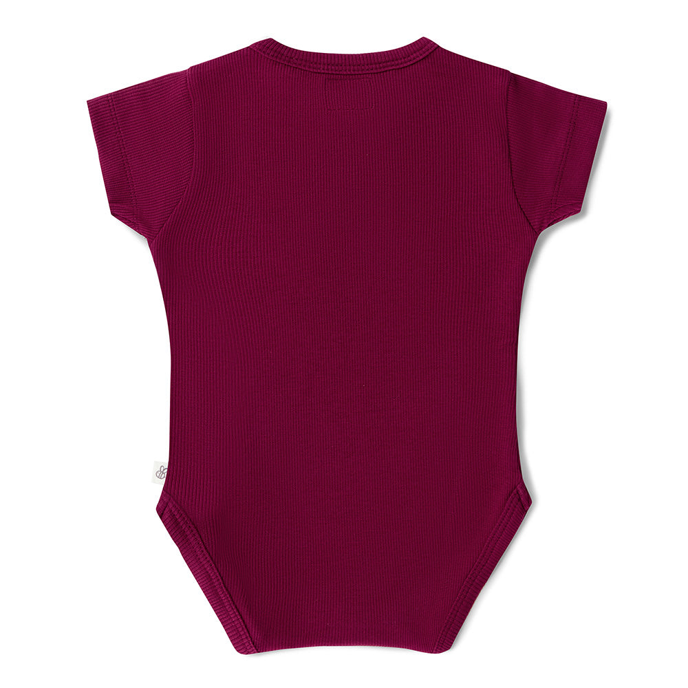 Raspberry Short Sleeve Organic Bodysuit - View 16