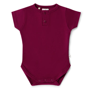 Raspberry Short Sleeve Organic Bodysuit | Snuggle Hunny