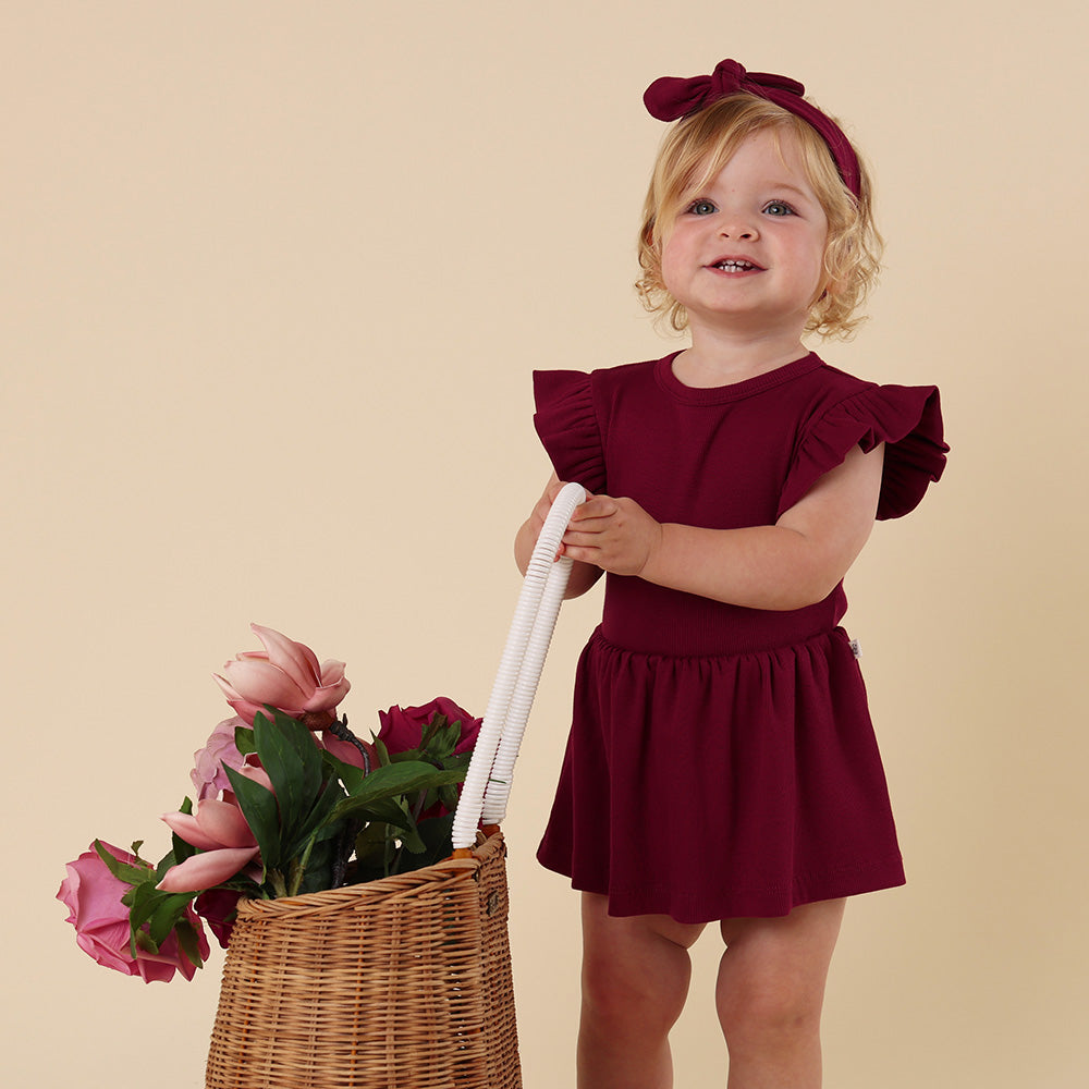 Raspberry Short Sleeve Organic Dress - View 9