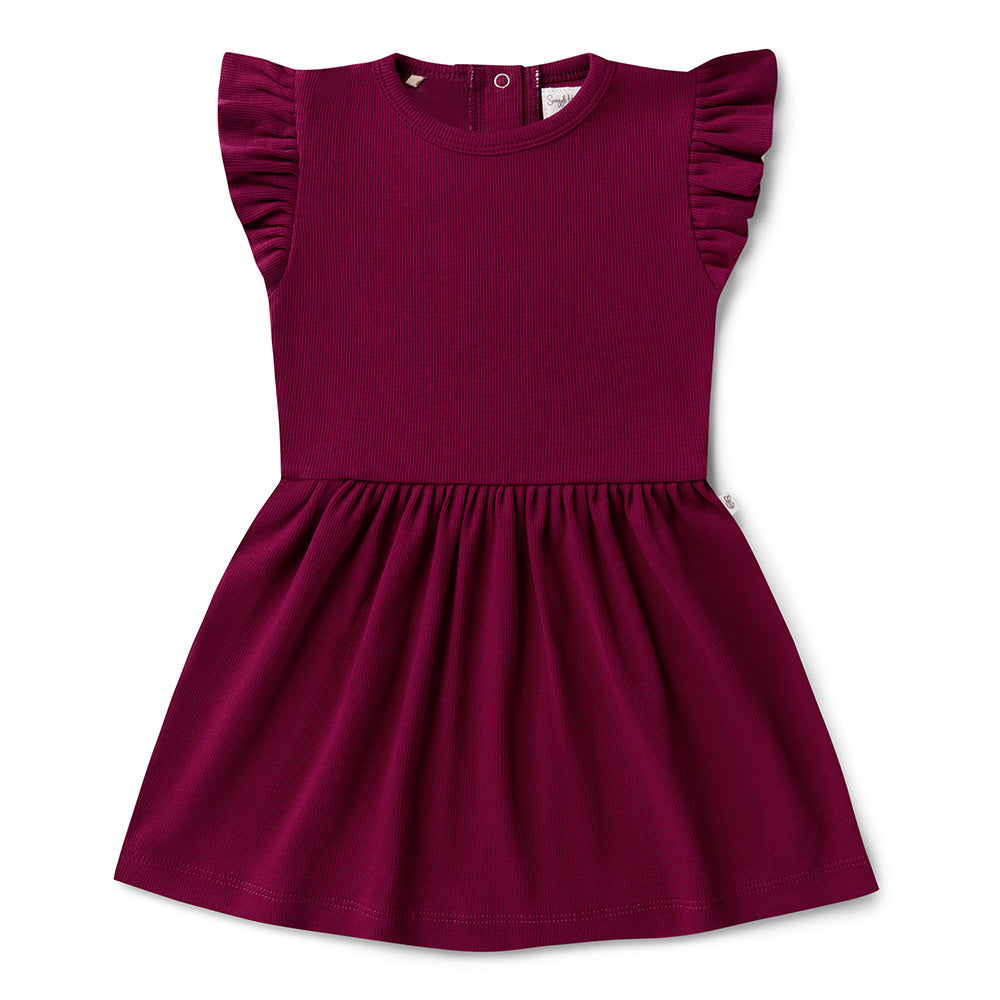 Raspberry Short Sleeve Organic Dress - View 12