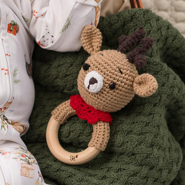 Handmade Reindeer Crochet Rattle | Snuggle Hunny