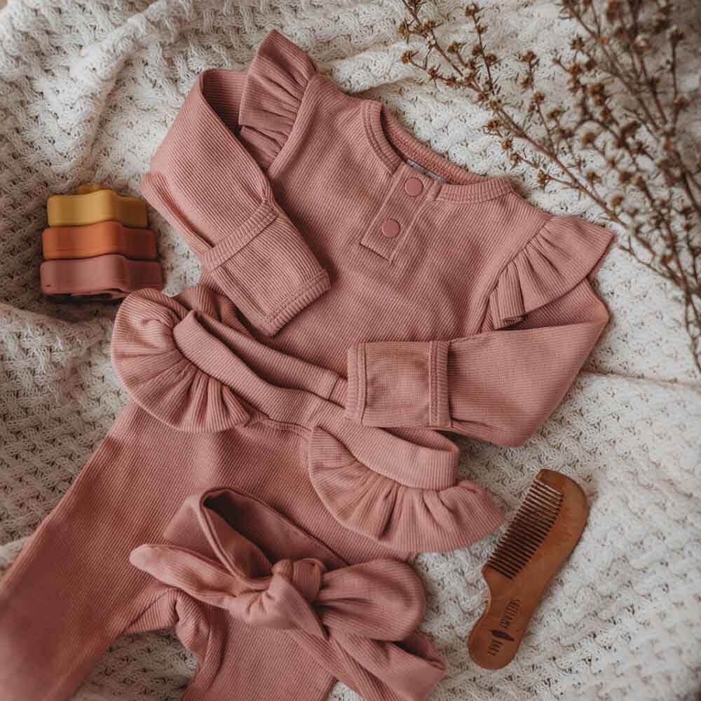 Rose Long Sleeve Organic Bodysuit - View 6