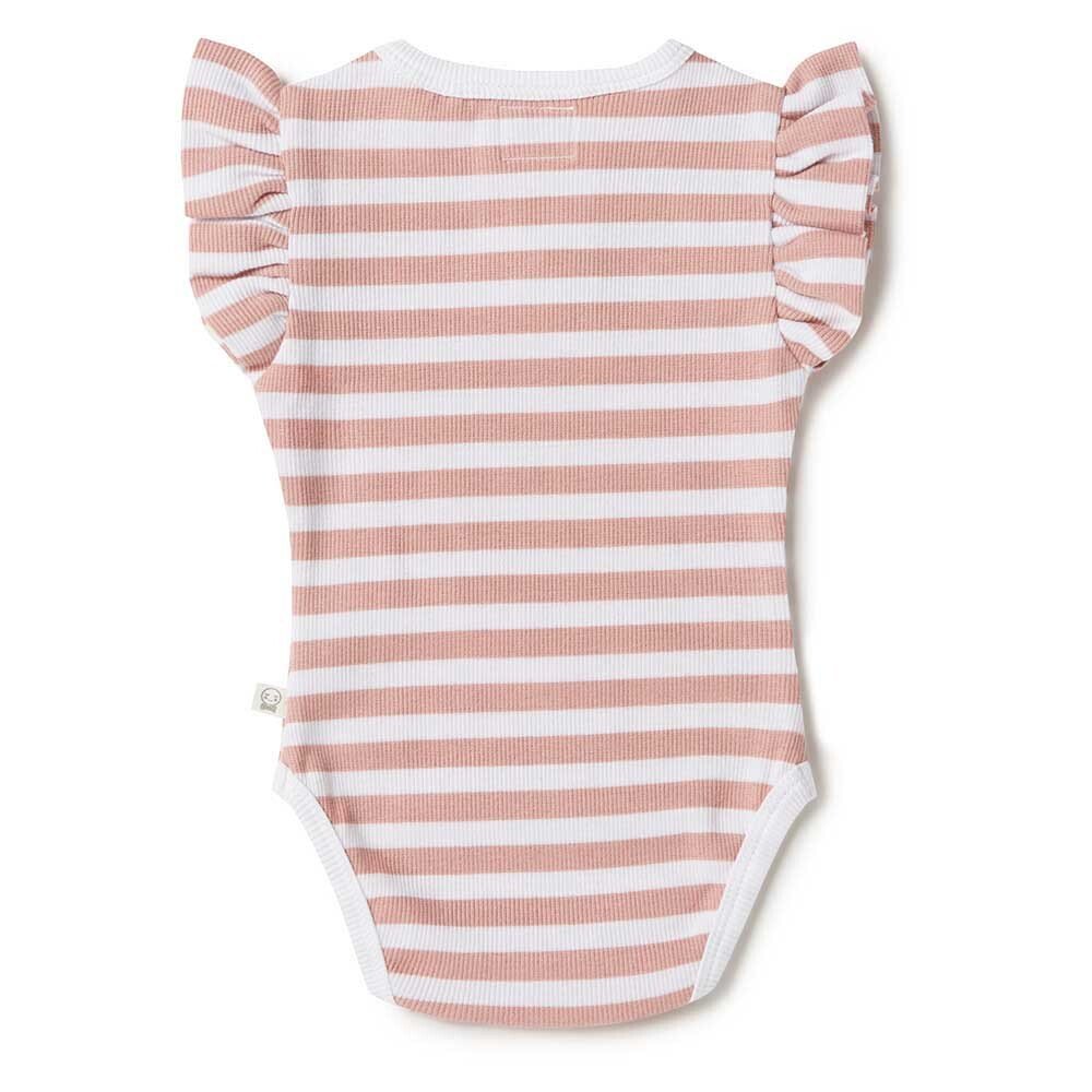 Rose Milk Stripe Short Sleeve Organic Bodysuit - View 4