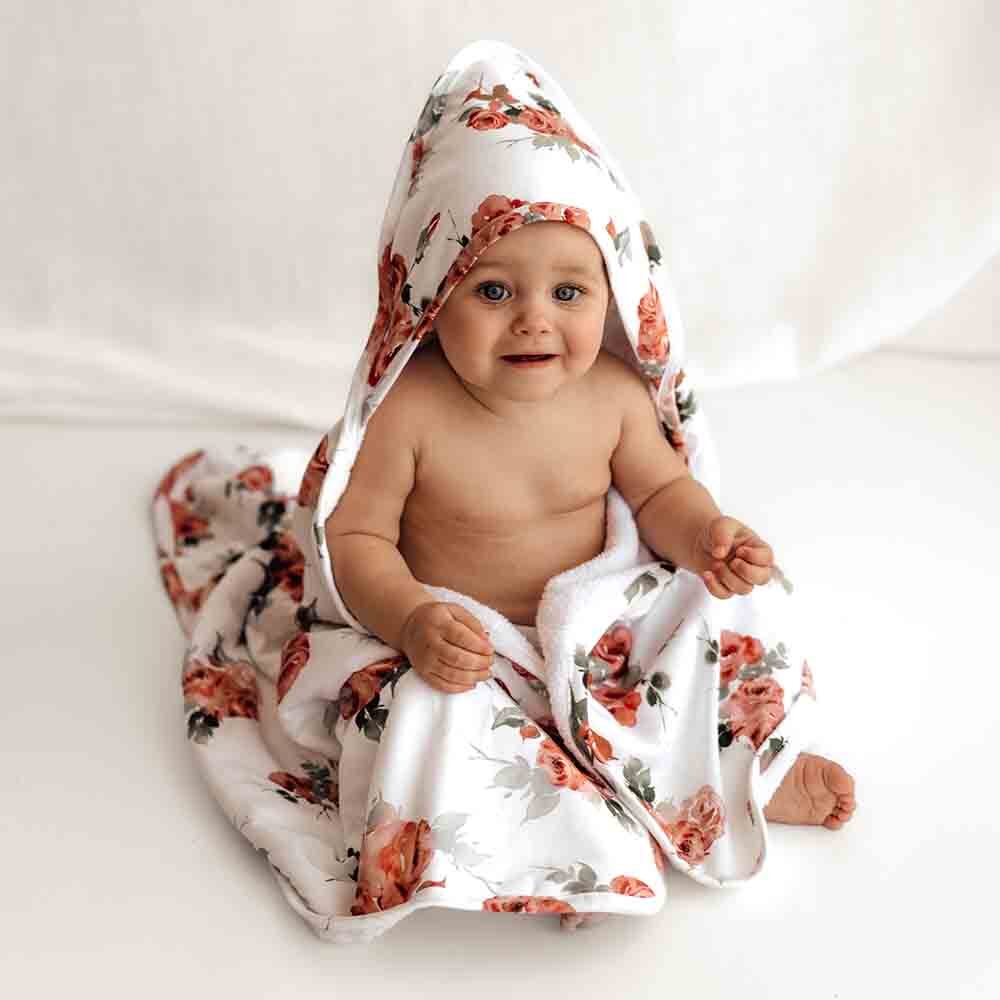 Rosebud Organic Hooded Baby Towel - View 1