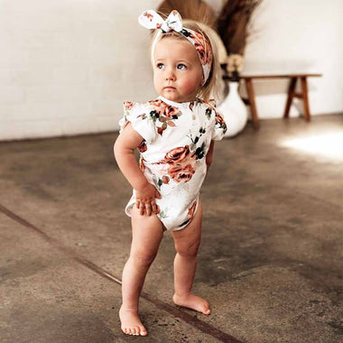 Rosebud Short Sleeve Organic Bodysuit-Snuggle Hunny