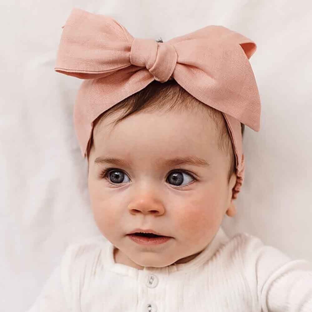 Rust Pre-Tied Linen Bow - Baby & Toddler-Snuggle Hunny