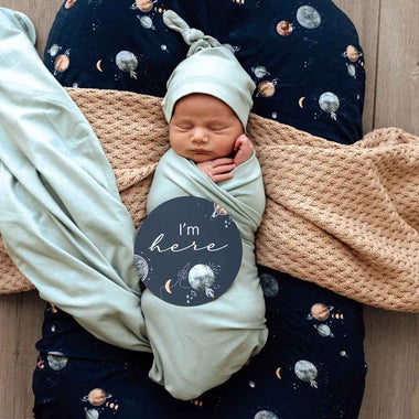 Sage Baby Jersey Wrap & Beanie Set-Snuggle Hunny