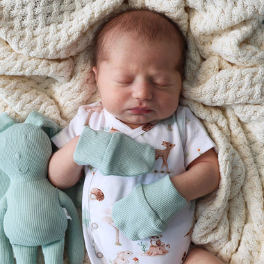 Sage Organic Cotton Rib Mittens | Snuggle Hunny