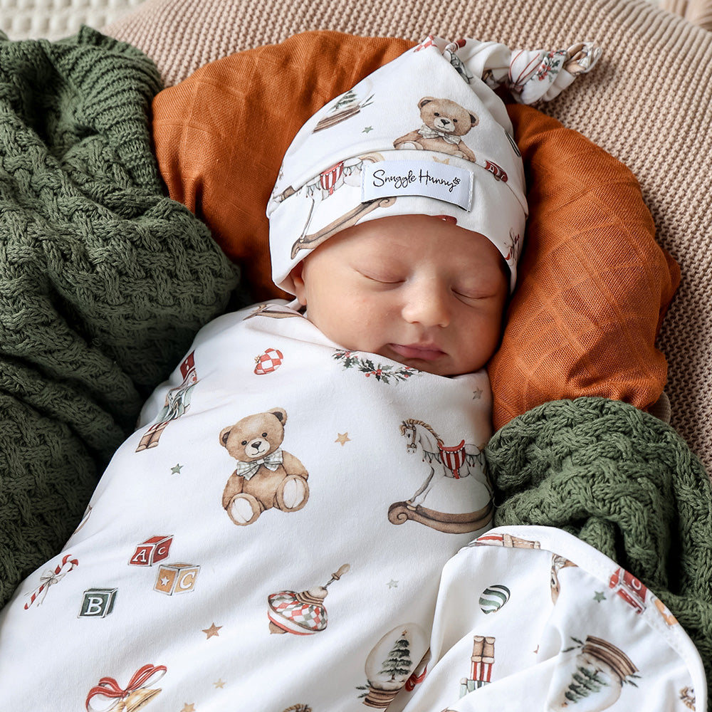 Santa's Toy Shop Organic Jersey Wrap & Beanie Set - View 5