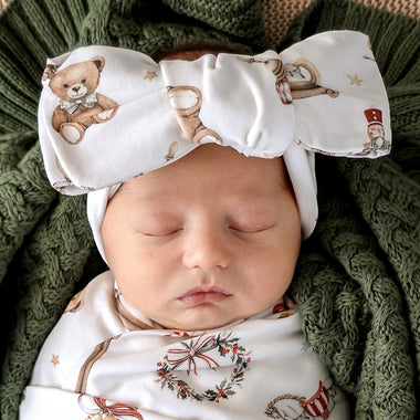 Santa's Toy Shop Organic Oversized Bow | Snuggle Hunny