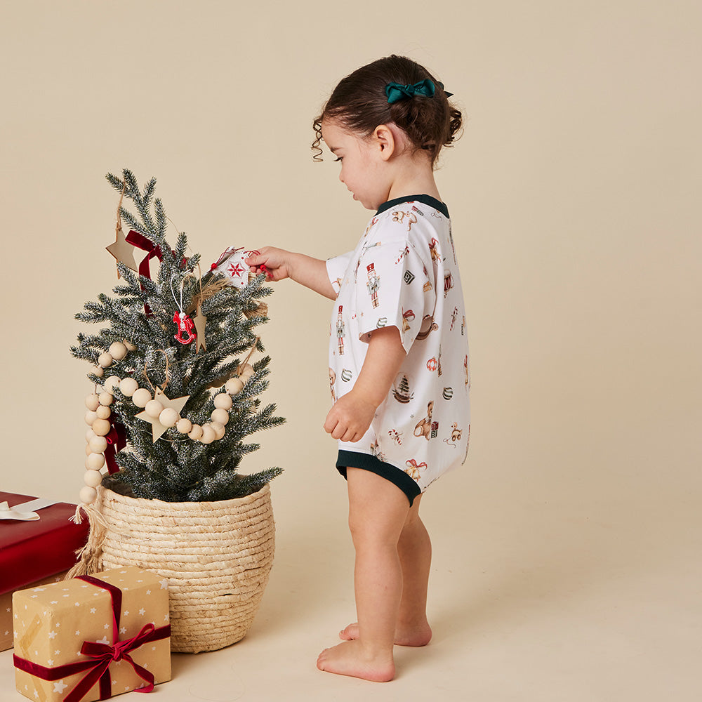 Santa's Toy Shop Organic Oversized Romper - View 4