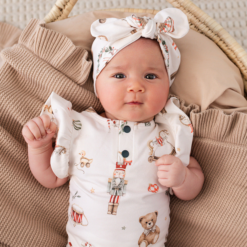Santa's Toy Shop Short Sleeve Organic Bodysuit with Frill - View 11
