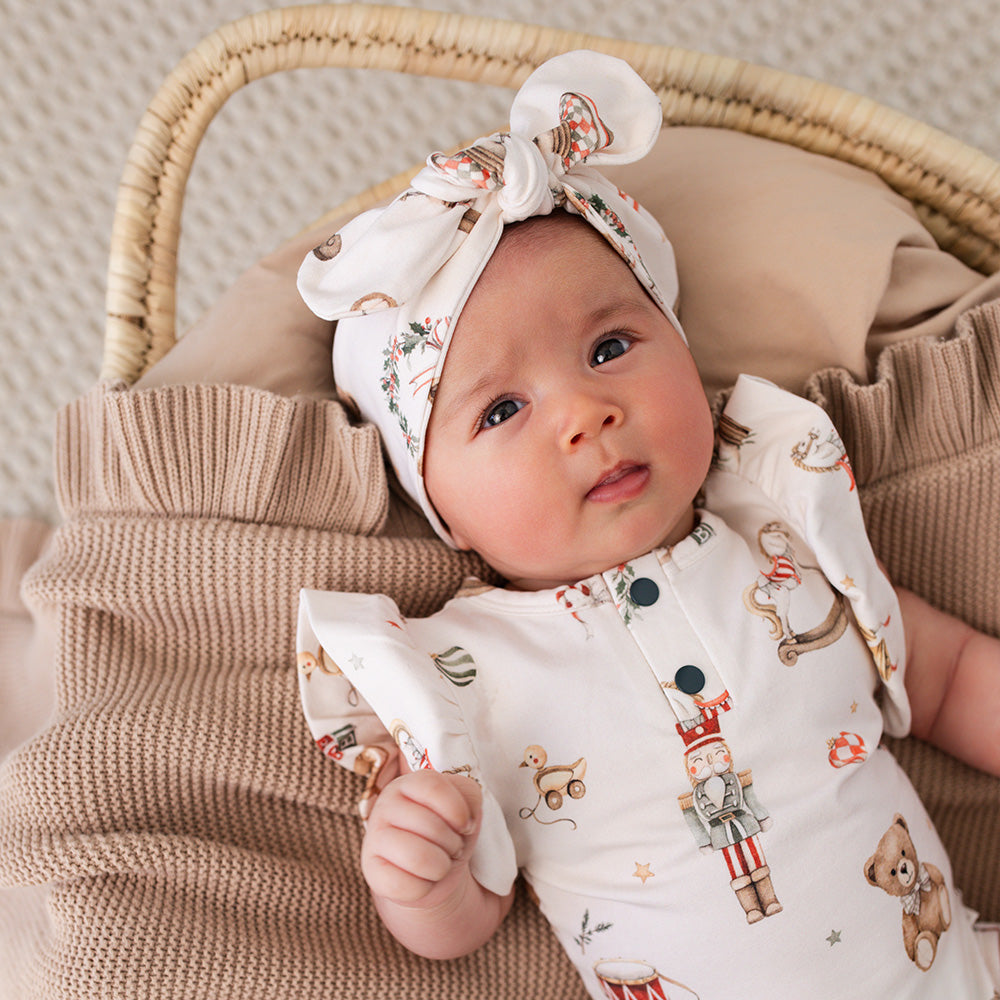 Santa's Toy Shop Short Sleeve Organic Bodysuit with Frill - View 8