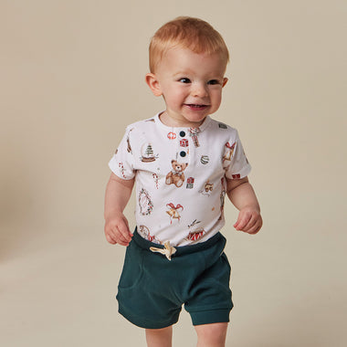 Santa's Toy Shop Short Sleeve Organic Bodysuit | Snuggle Hunny