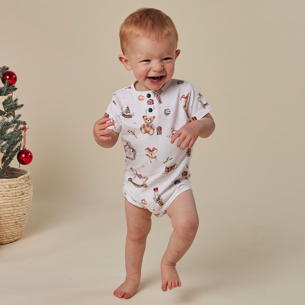 Santa's Toy Shop Short Sleeve Organic Bodysuit - View 6
