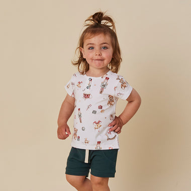 Santa's Toy Shop Organic Short Sleeve Top | Snuggle Hunny
