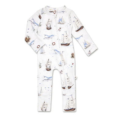 Set Sail Organic Snugglesuit Convertible Romper | Snuggle Hunny