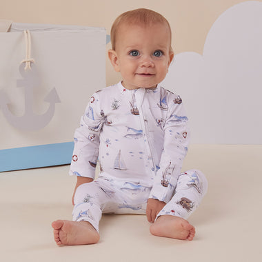 Set Sail Organic Snugglesuit Convertible Romper | Snuggle Hunny