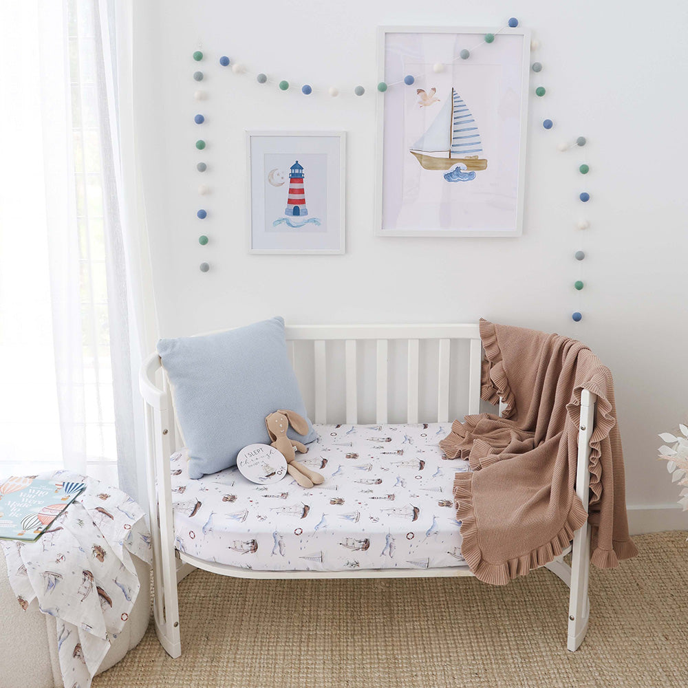 Set Sail Organic Fitted Cot Sheet - View 3