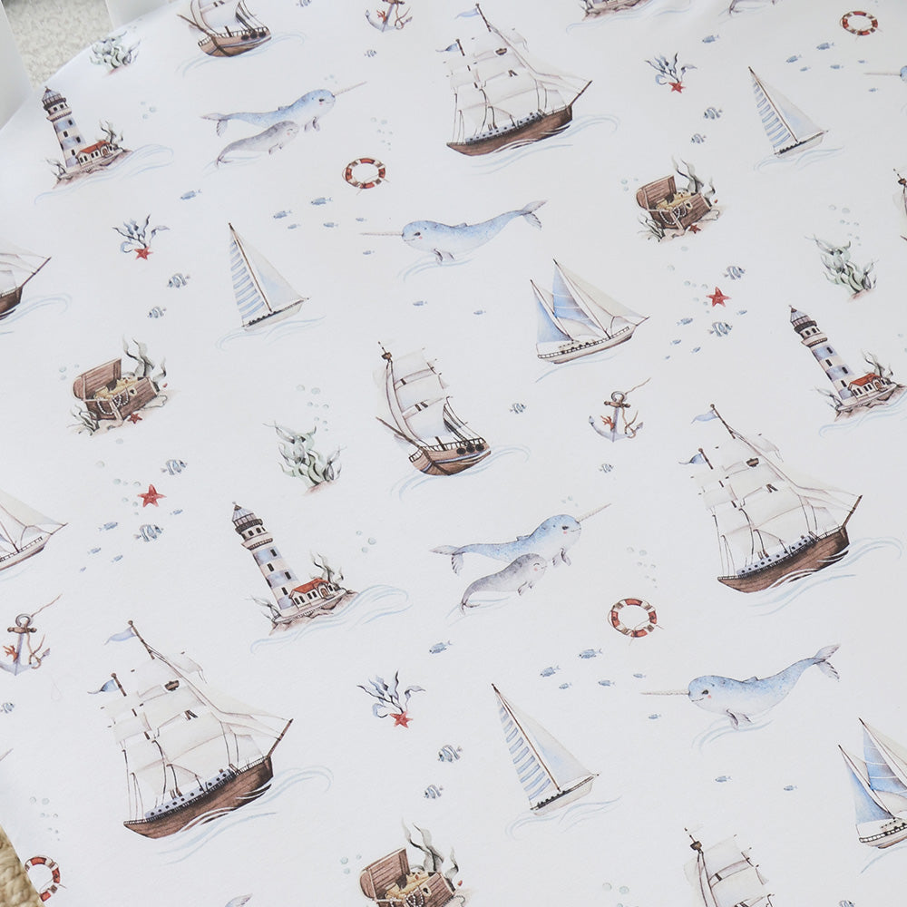 Set Sail Organic Fitted Cot Sheet - View 2