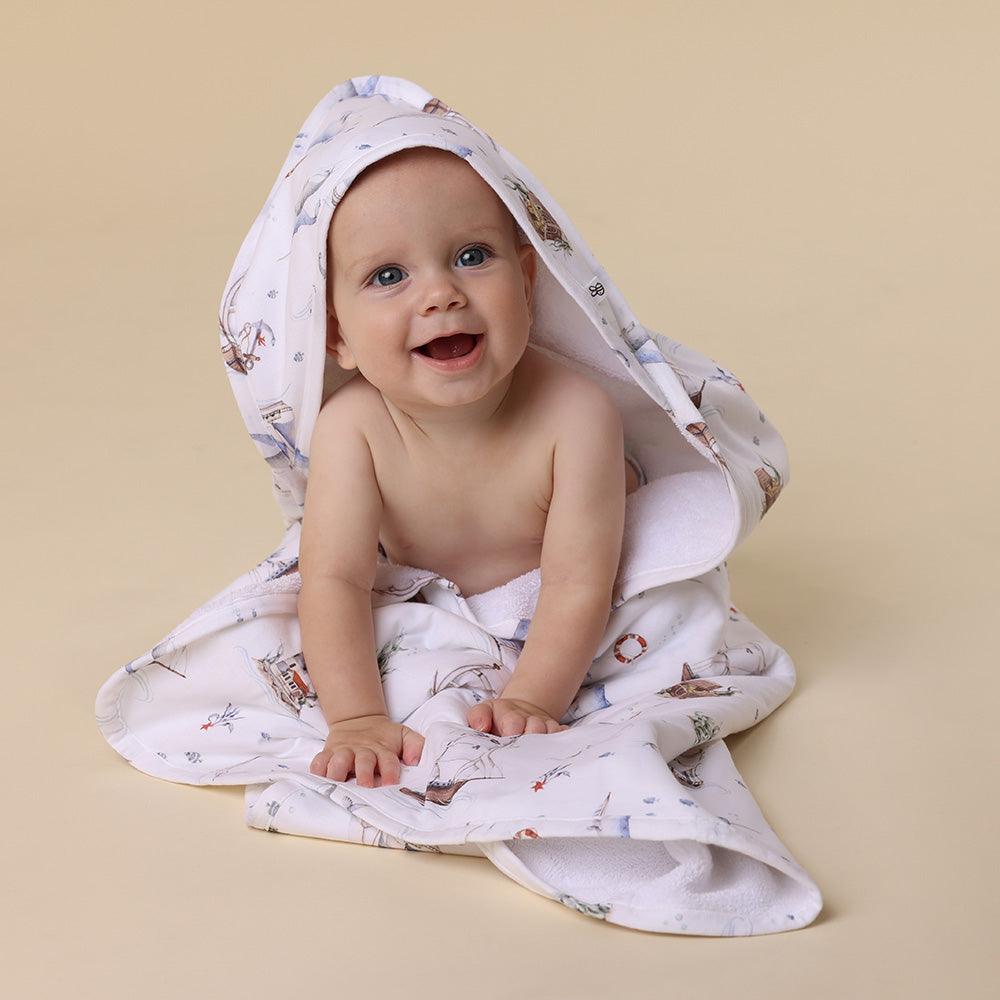 Set Sail Organic Baby Towel & Wash Cloth Set - View 2