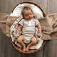 Pebble Stripe Short Sleeve Organic Bodysuit - Thumbnail 1