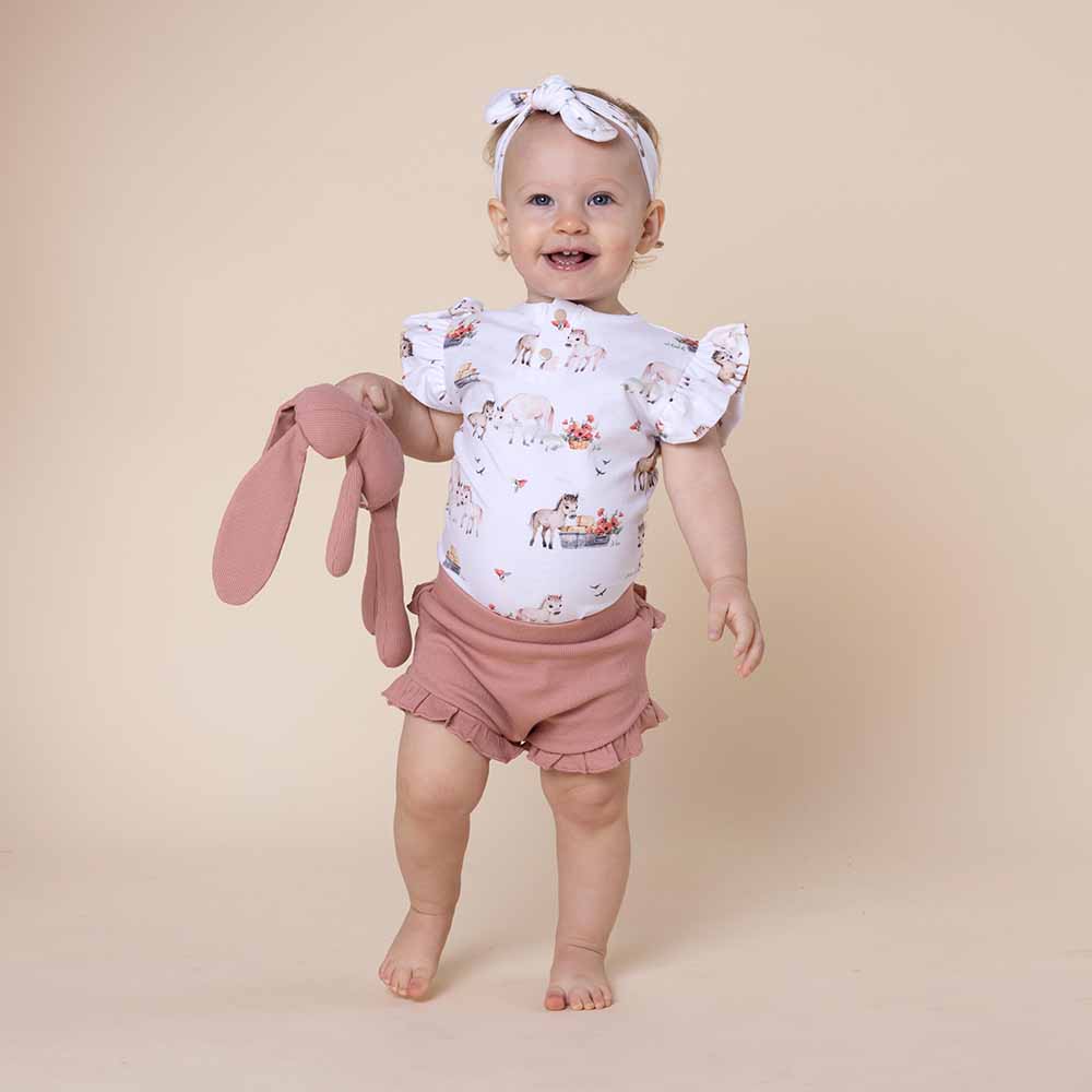 Pony Pals Short Sleeve Organic Bodysuit with Frill - View 5