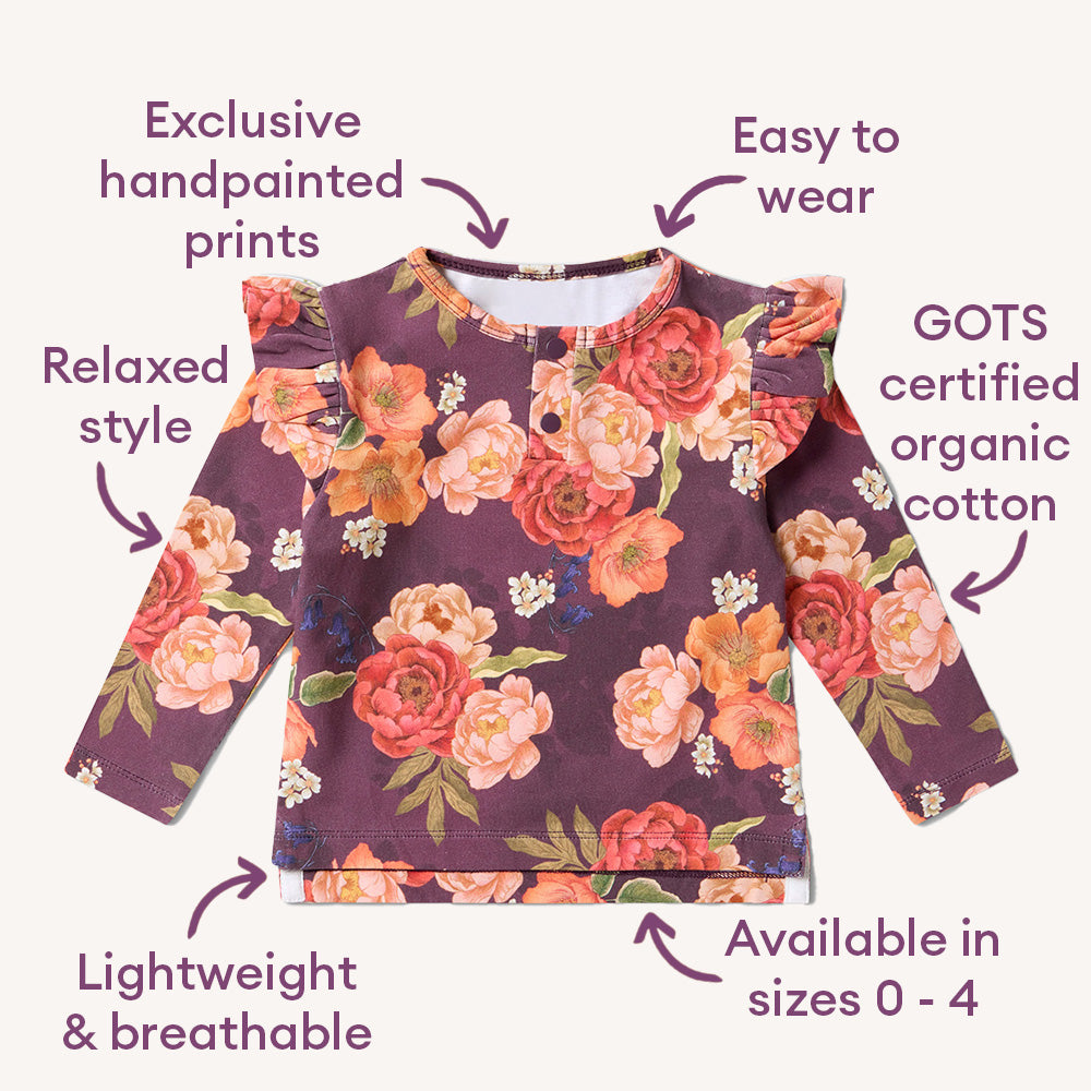 Sienna Organic Long Sleeve Top with Frill - View 4