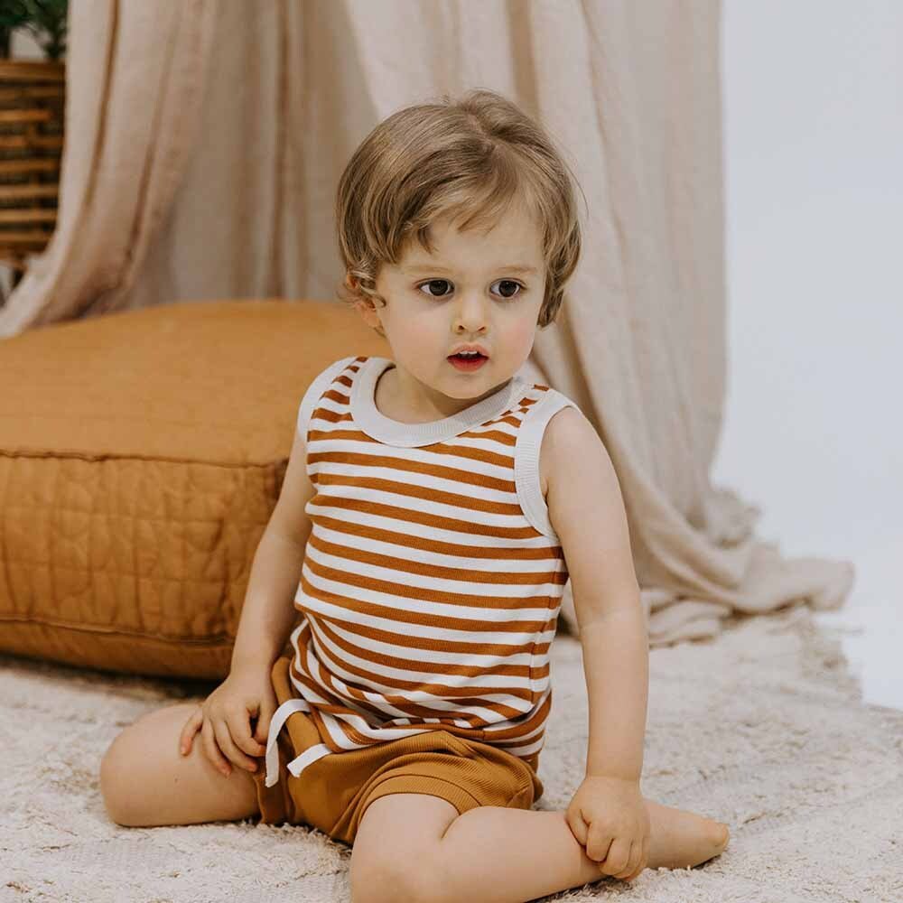 Biscuit Stripe Organic Singlet - View 6