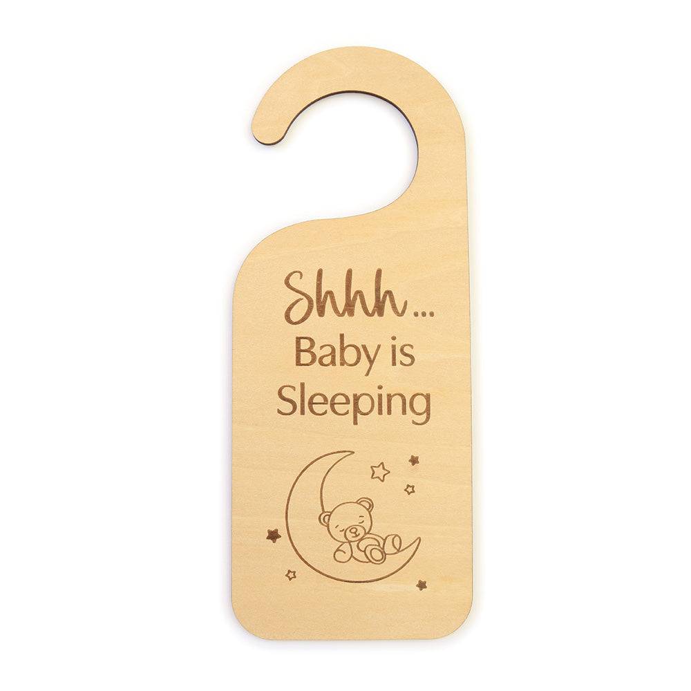 Sleeping Baby Wooden Door Hanger - View 3