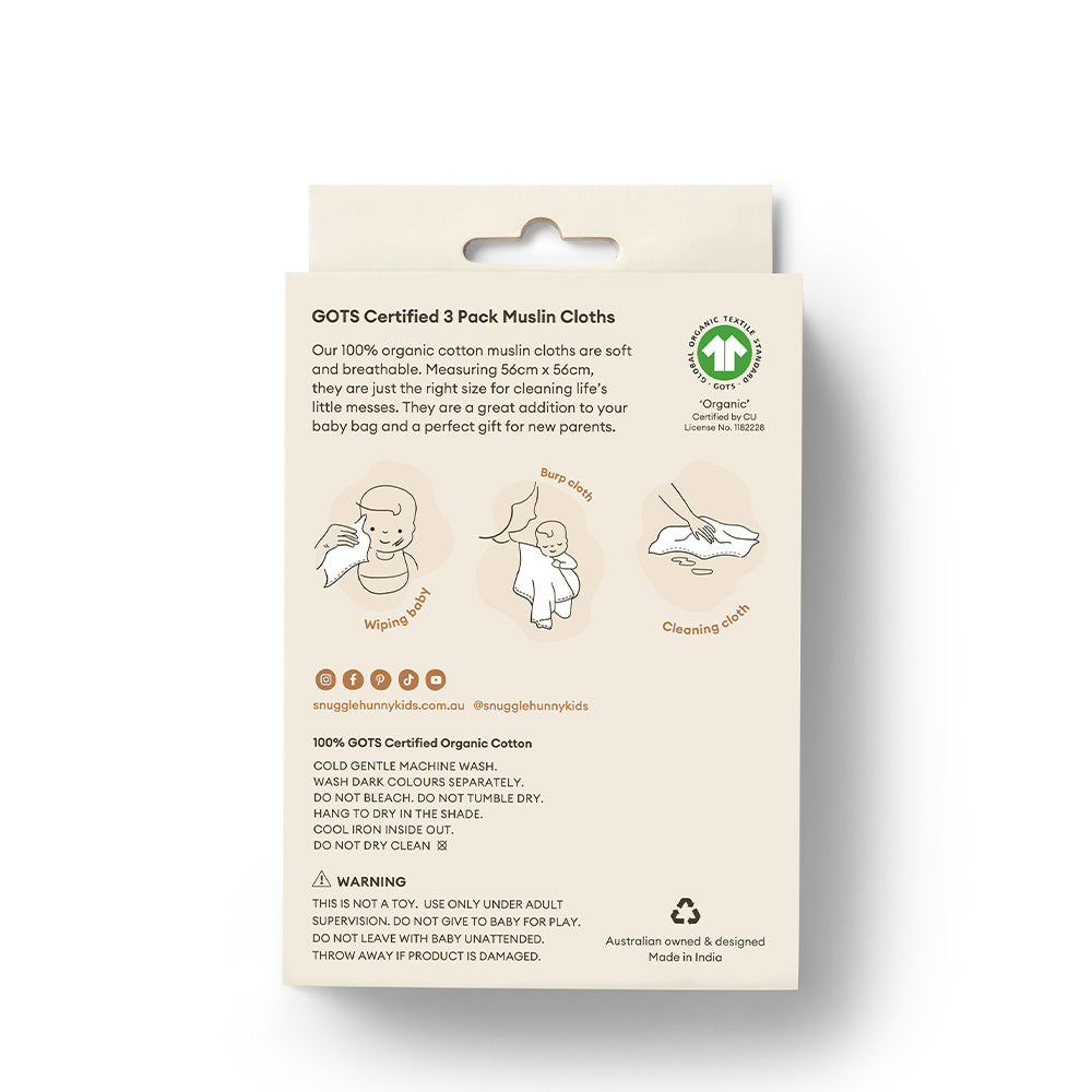 Small Organic Muslin Cloths 3 Pack - Isla/Dusk/Fairytale - View 3