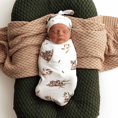 Koala Organic Snuggle Swaddle & Beanie Set-Snuggle Hunny