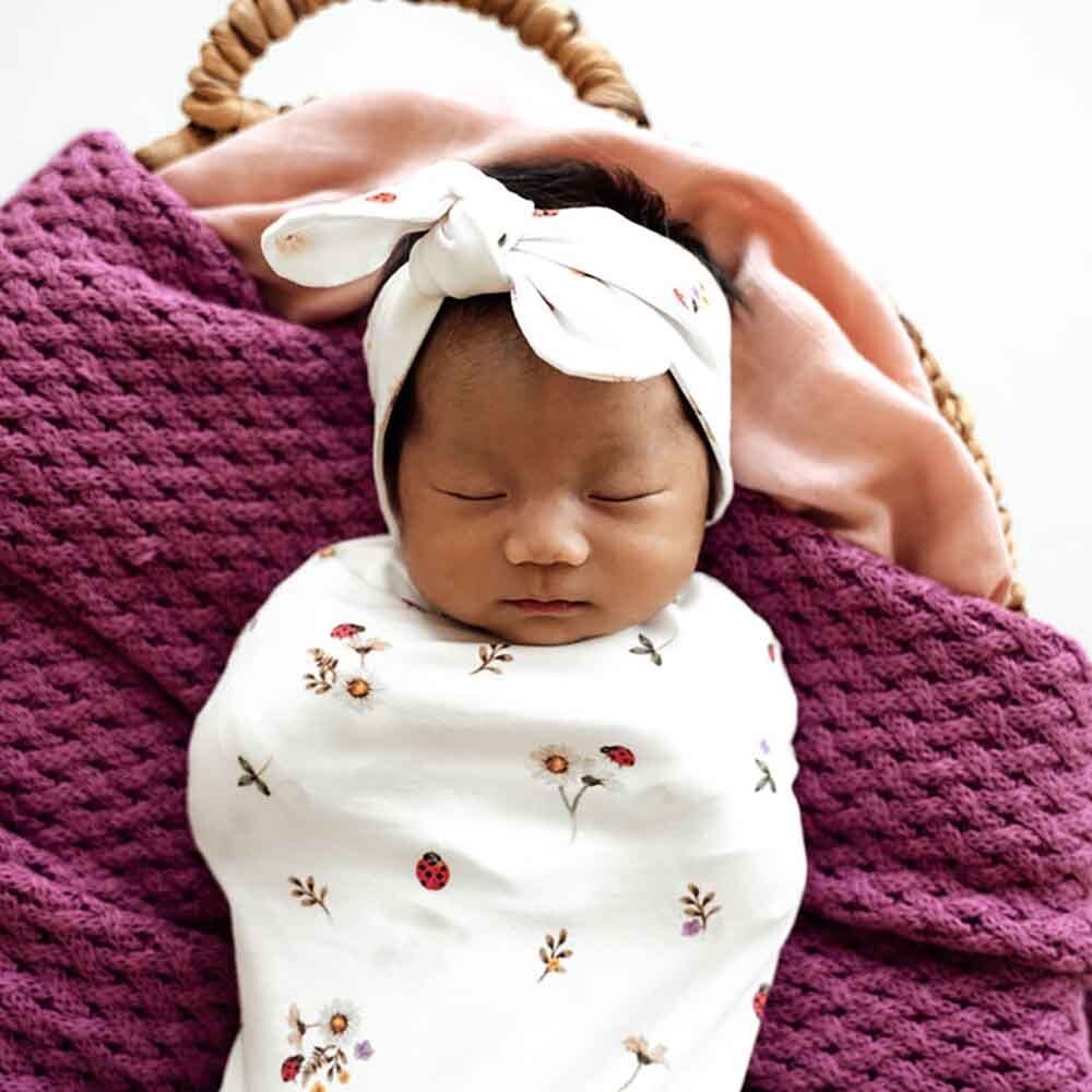 Ladybug Organic Snuggle Swaddle & Topknot Set - View 6