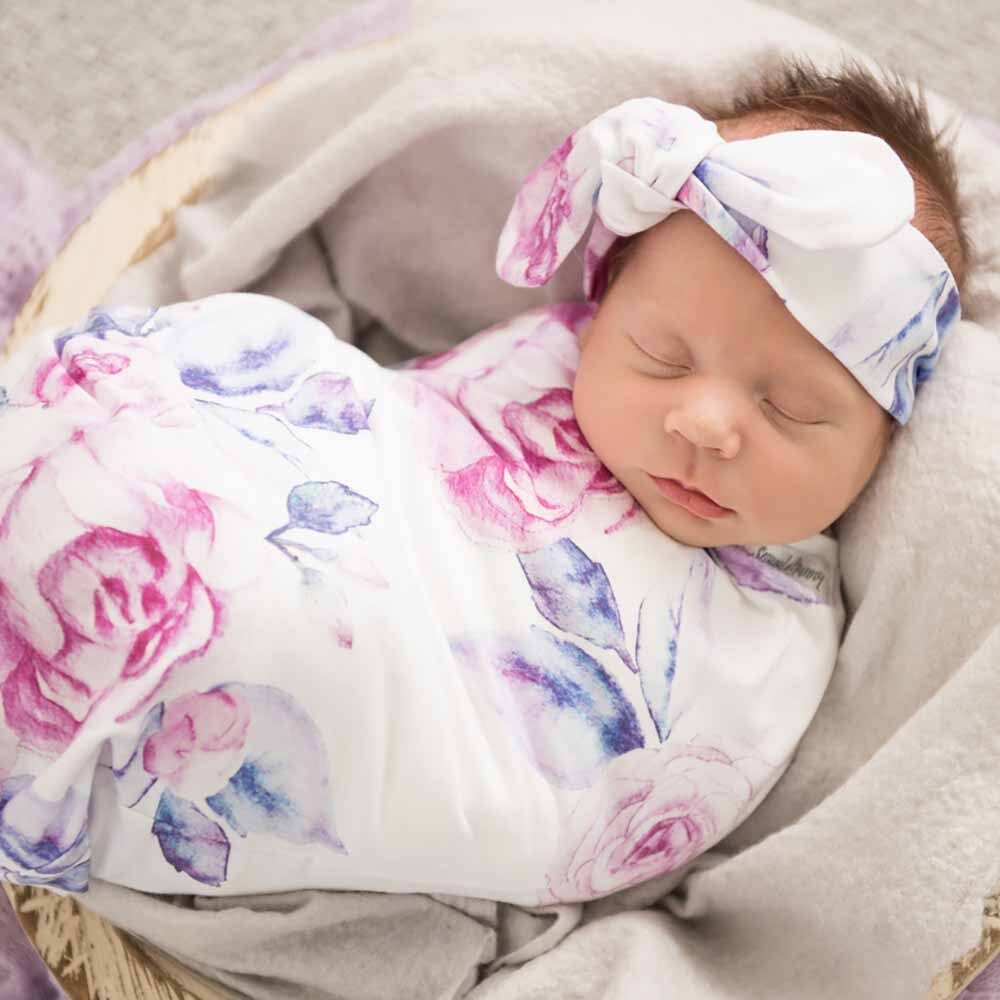 Lilac Skies Organic Snuggle Swaddle & Topknot Set - View 4