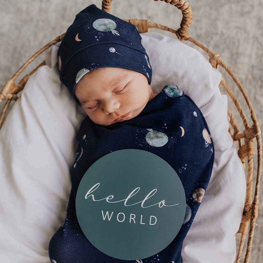 Milky Way Organic Snuggle Swaddle & Beanie Set - View 4