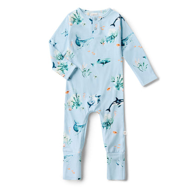 Blue Ocean Long Sleeve Organic Bodysuit | Snuggle Hunny