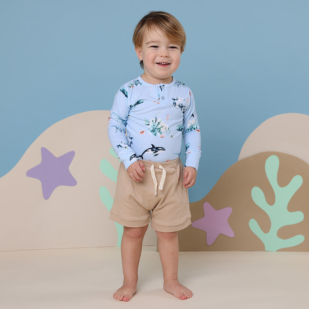 Blue Ocean Long Sleeve Organic Bodysuit - View 6