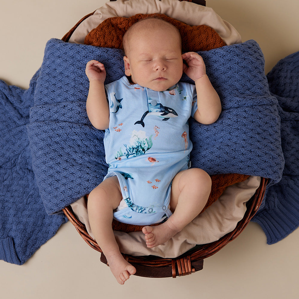 Blue Ocean Short Sleeve Organic Bodysuit - View 1