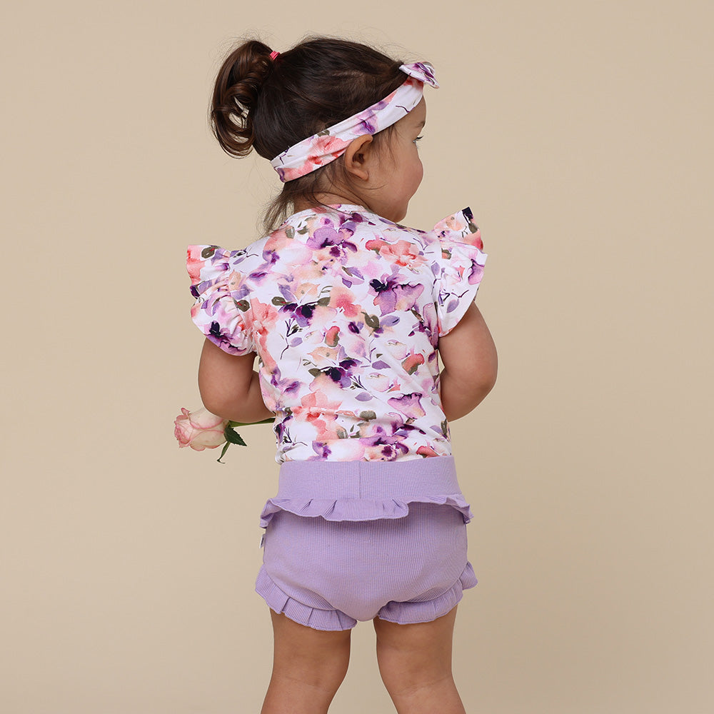 Blushing Beauty Short Sleeve Organic Bodysuit with Frill - View 7