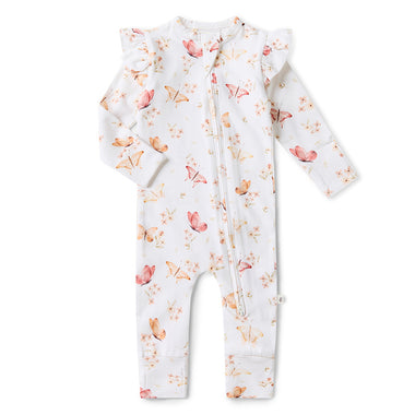 Butterfly Organic Convertible Romper with Frill | Snuggle Hunny