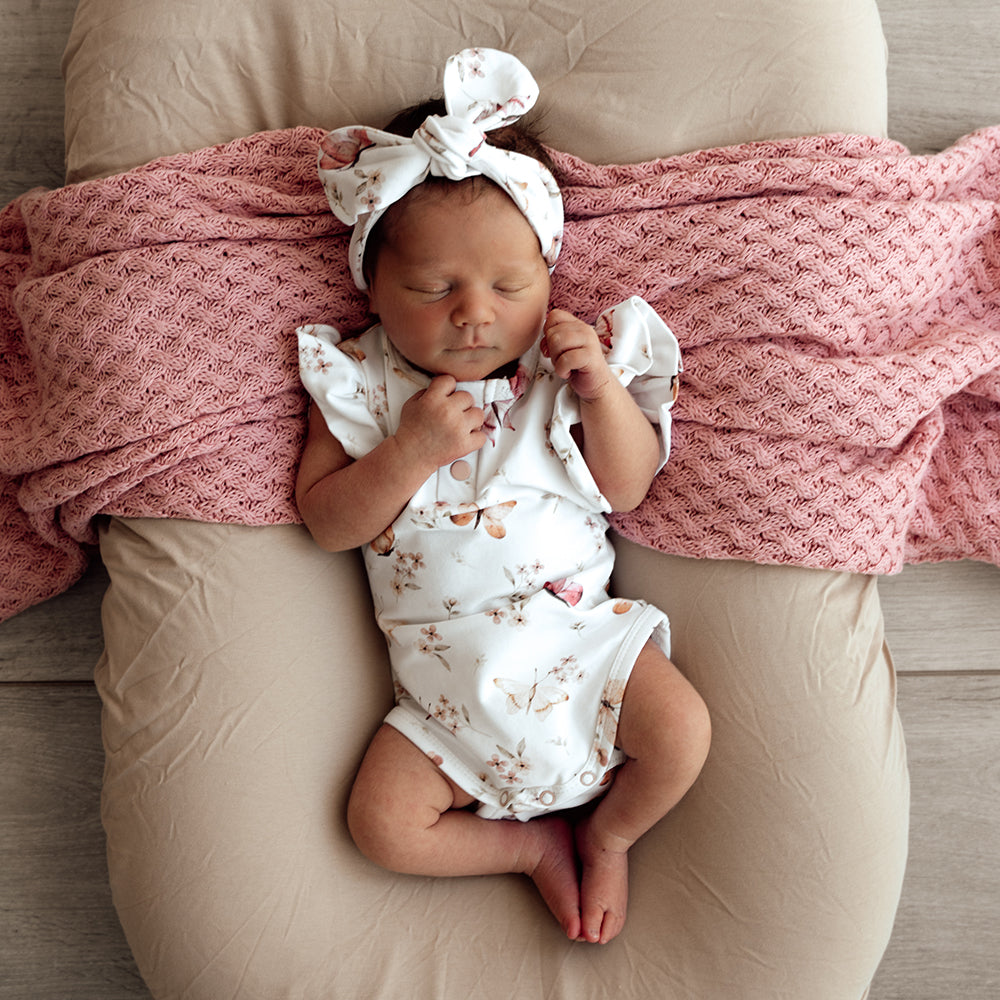 Butterfly Short Sleeve Organic Bodysuit with Frill - View 1