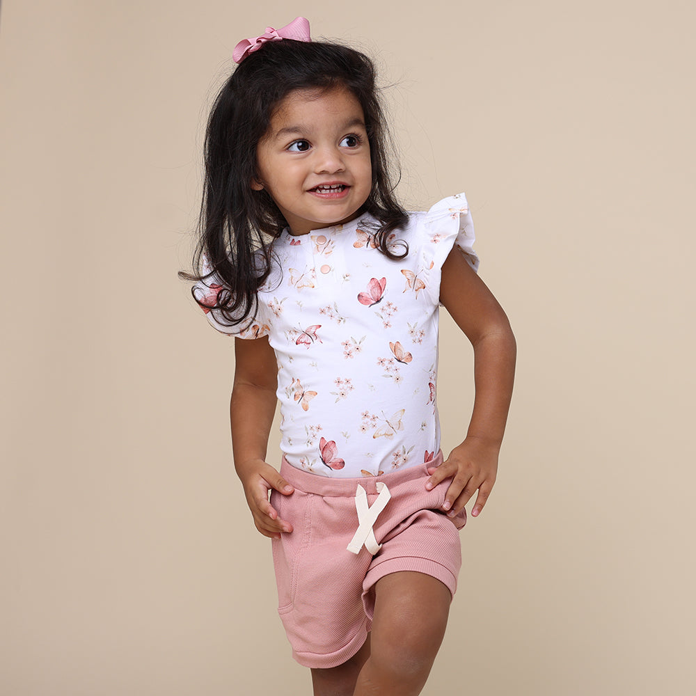 Butterfly Short Sleeve Organic Bodysuit with Frill - View 3
