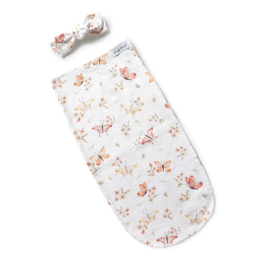 Butterfly Organic Snuggle Swaddle & Topknot Set - View 2