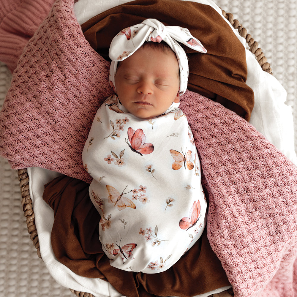 Butterfly Organic Snuggle Swaddle & Topknot Set - View 1