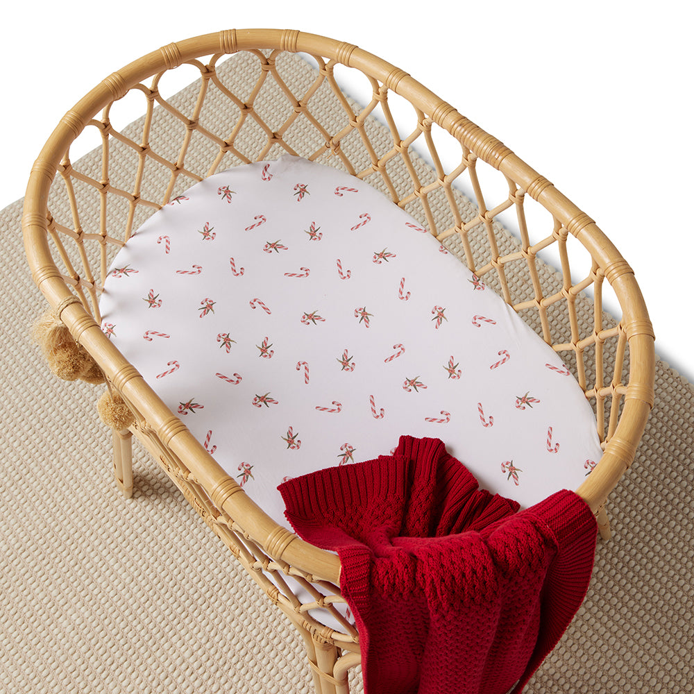 Candy Cane Organic Bassinet Sheet / Change Pad Cover - View 3