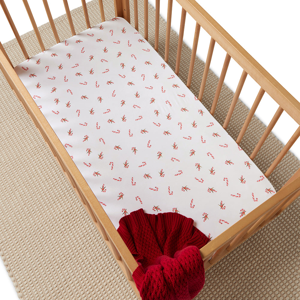 Candy Cane Organic Fitted Cot Sheet - View 3