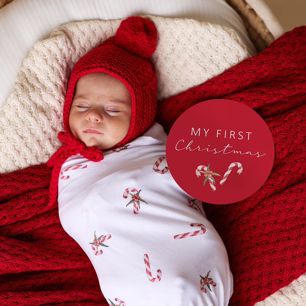 Red Diamond Knit Organic Baby Blanket - View 5